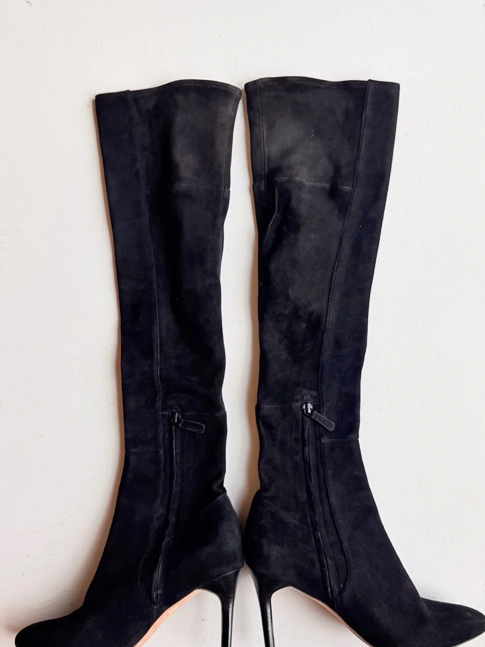 Cole Haan black suede over knee sock heeled boots